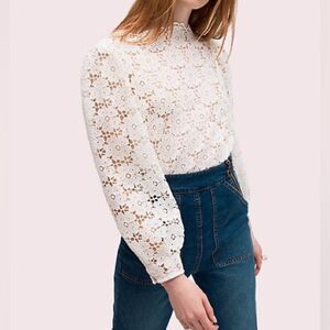 NWOT Kate Spade New York Ivory Daisy Lace Blouse Size 0